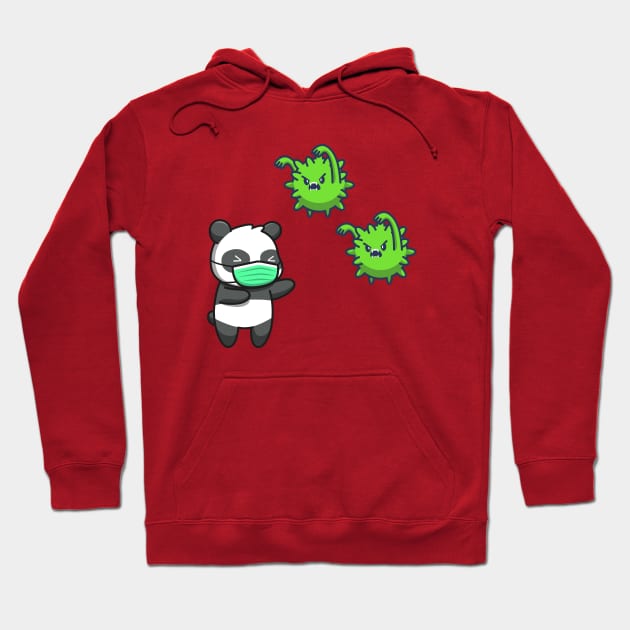 Cute Panda Wear Mask Scare Coronavirus Cartoon Hoodie by Catalyst Labs